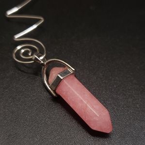 Unique Rose Quartz Healing Crystal Charm or Home Decor Hanger